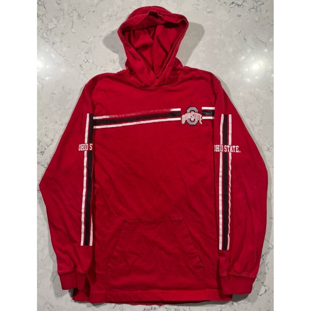 VTG Y2K Ohio State Buckeyes Hoodie Youth Large 14/16 Red Graphic Sweatshirt NCAA